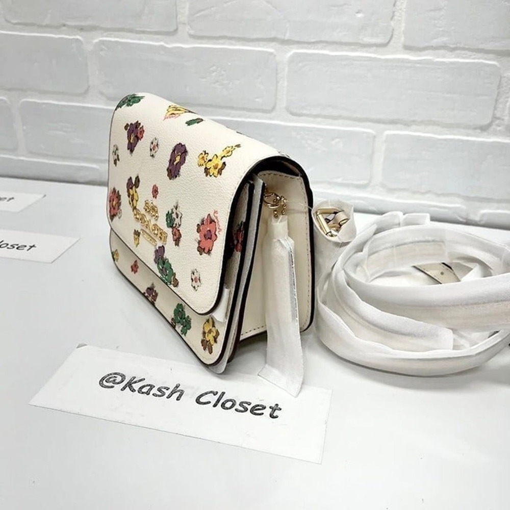 Coach Mini Brynn Crossbody With Spaced Floral Field Print Gold Chalk Multi - Picture 2 of 12